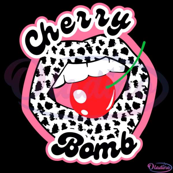 Cherry Bomb Cheetah Lips Svg, Cherry Svg, Chewing Svg
