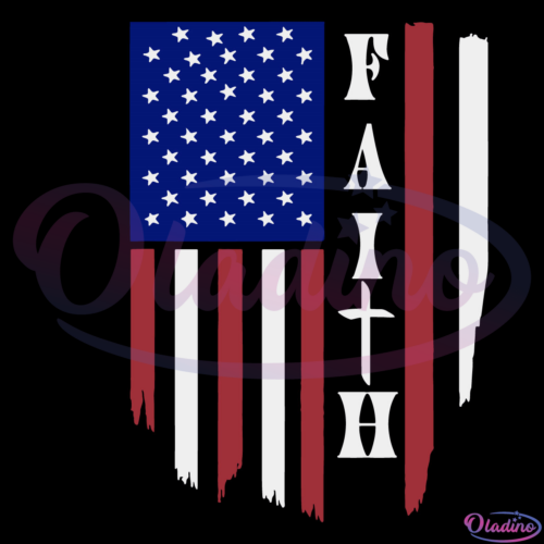 Christian Faith Cross American Flag SVG Digital File