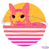 Cute Kitty Cat in Retro Sunset SVG Digital File, Animal Svg