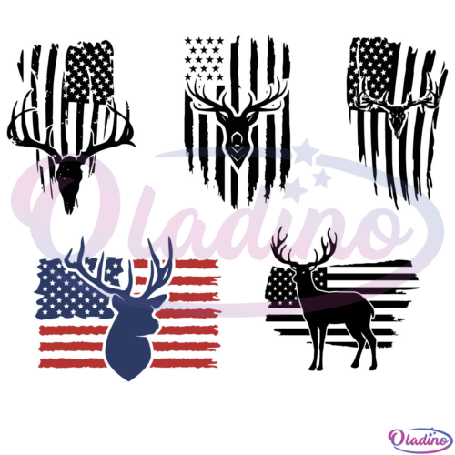 Deer USA Flag Digtal File SVG