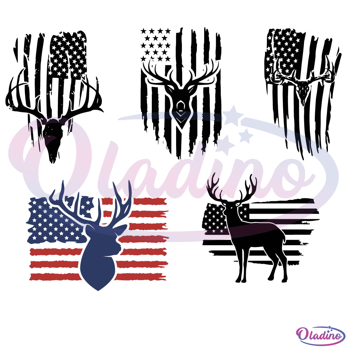 Deer USA Flag Digtal File SVG, Hunting Deer Flag Svg