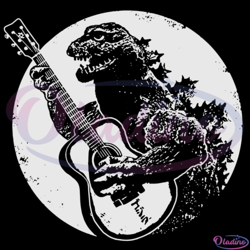 Dinosaur Playing Guitar Cool 90s SVG Digital File