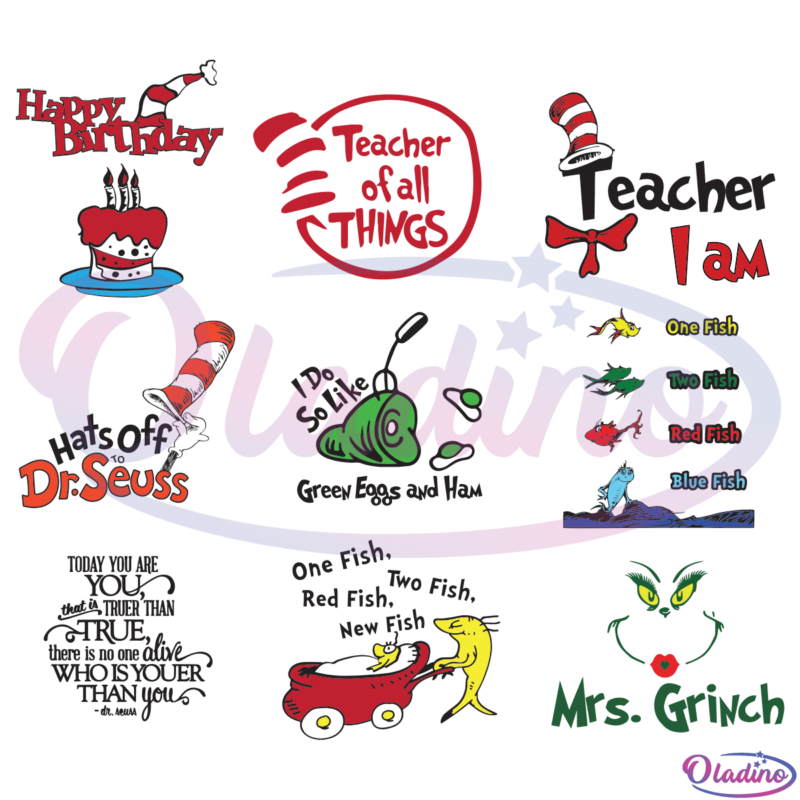 Dr Seuss Teacher Bundle SVG Digital File, Dr Seuss Svg