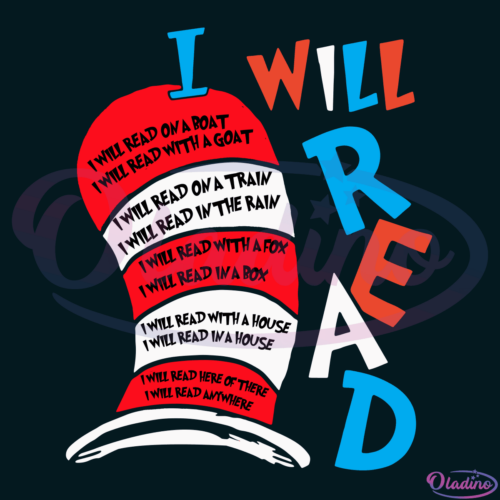 Dr Seuss Hat I Will Read SVG Digital File