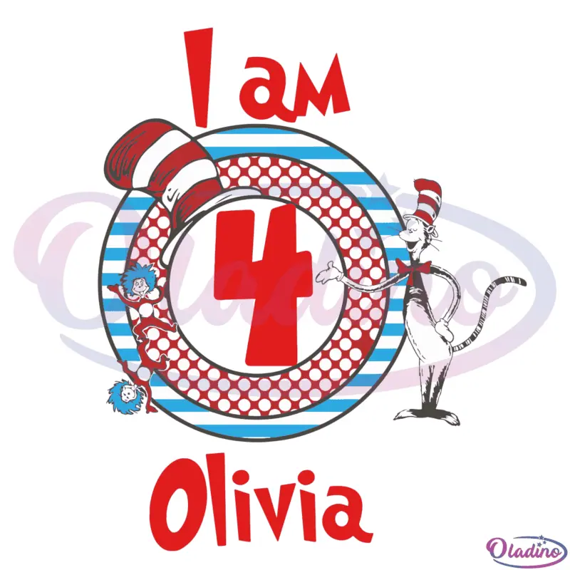 Dr Seuss I Am 4 Cat Hat SVG Digital File