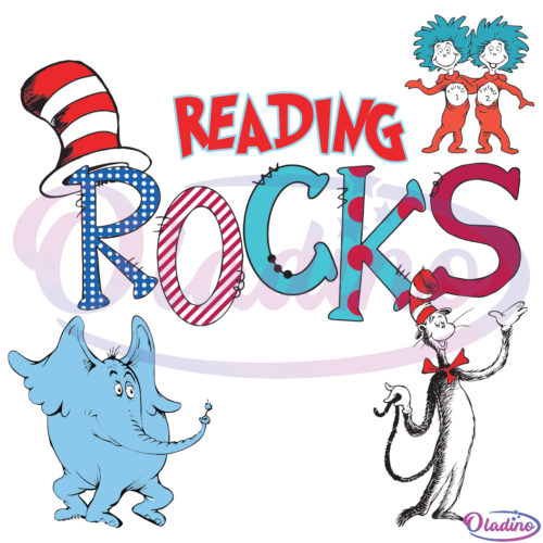 Dr Seuss Reading Rocks SVG Digital File