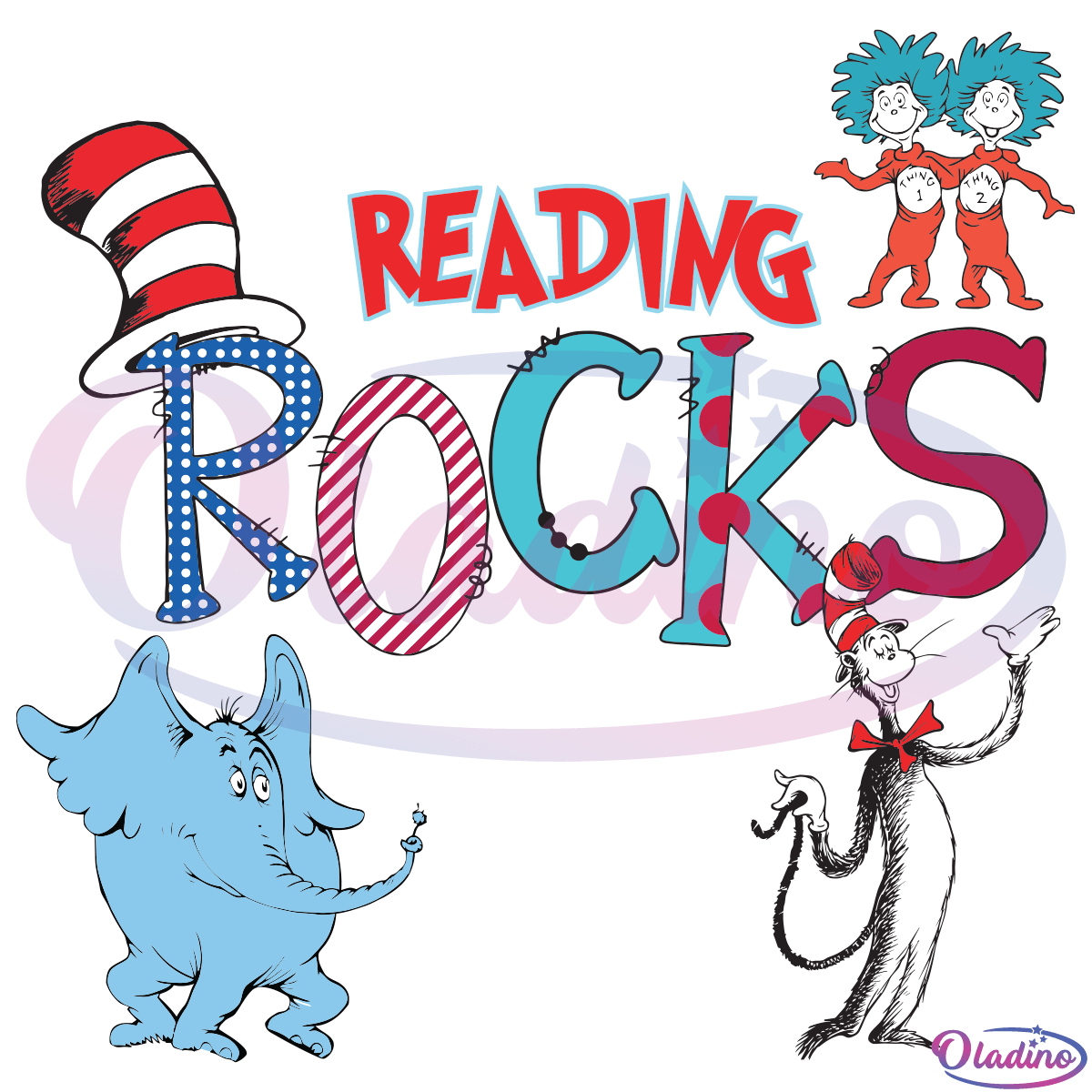 Dr Seuss Reading Rocks SVG Digital File, Thing One Thing Two Svg