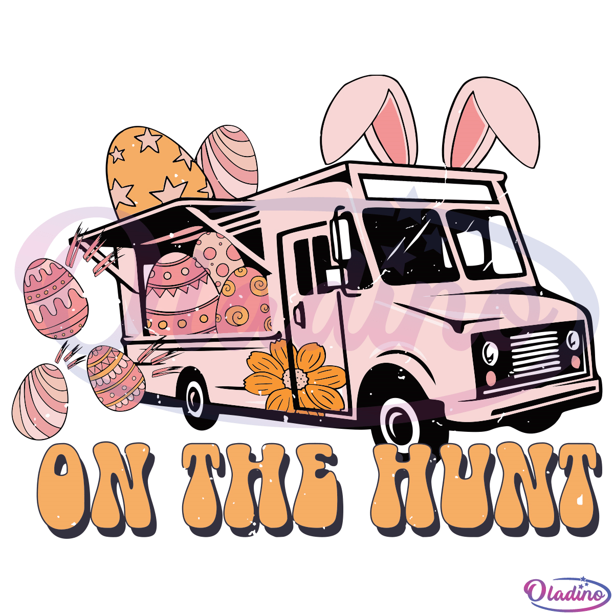 Easter Eggs Truck On The Hunt SVG Digital File