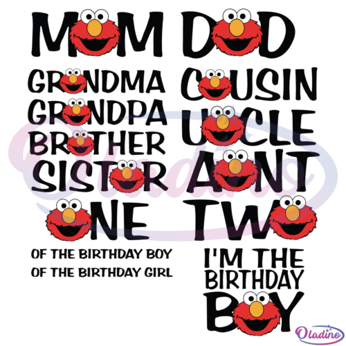 Elmo birthday Bundle SVG Digital File