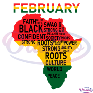February Black History Month SVG Digital File, African Map Colors Svg