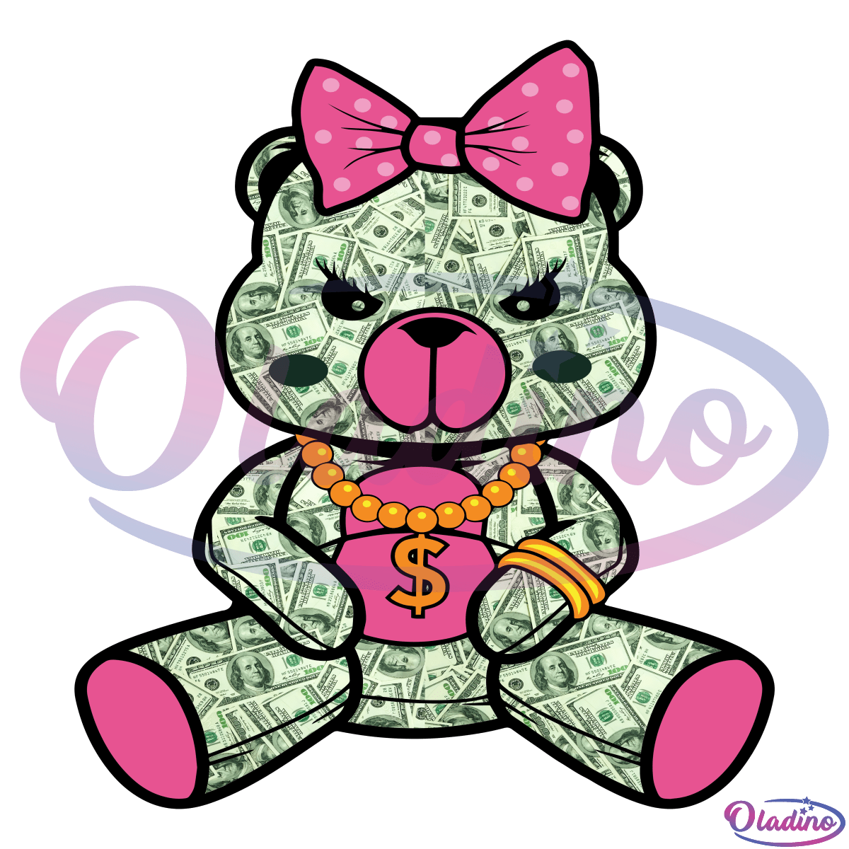 Female Gangster Teddy Bear Made Of Money PNG Lady Street Thug PNG