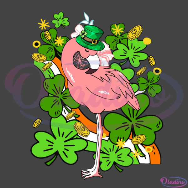Flamingo St Patricks Day Pink Bird SVG Digital File