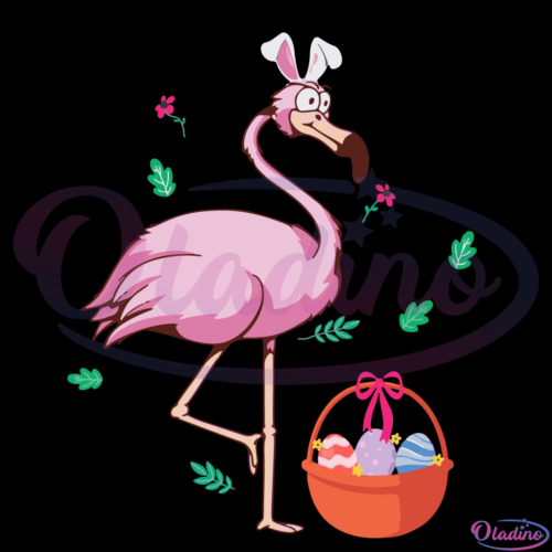 Flamingo with easter eggs SVG Digital File