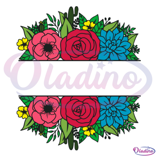 Flower Split Monogram Svg