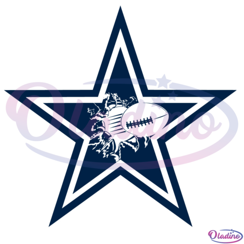 Football Ripping Thru Dallas Cowboys Star SVG Digital File