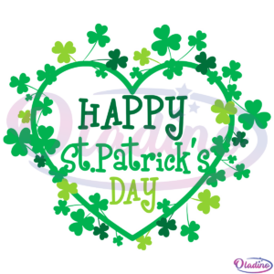 Happy St. Patricks Shamrock Heart Day SVG Digital File