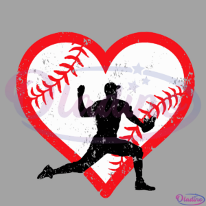 Heart Baseball Valentine's Day SVG Digital File