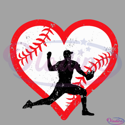 Heart Baseball Valentine's Day SVG Digital File