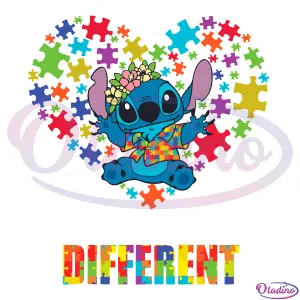 Its Ok To Be Different Autism Awareness Stitch SVG Digital File