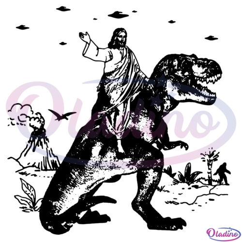 Jesus Riding Dinosaur SVG Digital File