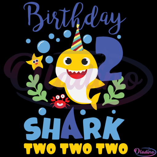 Kids Birthday Shark Baby for 2 Year Old Boy in Blue Two Two SVG
