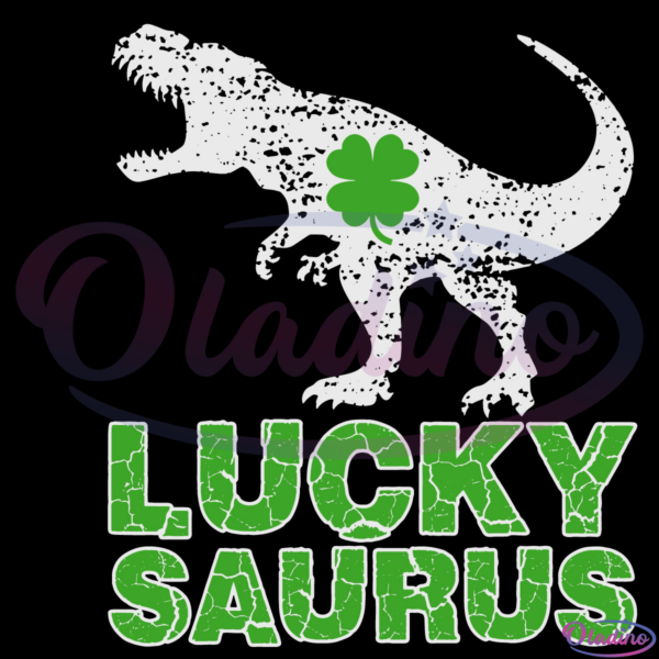 Lucky Saurus Dinosaur Shamrock SVG Digital File, St Patricks Day Svg