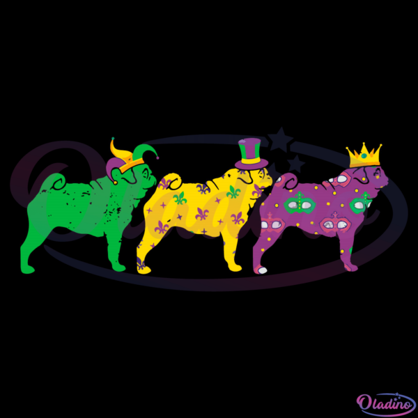 Mardi Gras Pug Beads Festival Jester Hat SVG Digital File