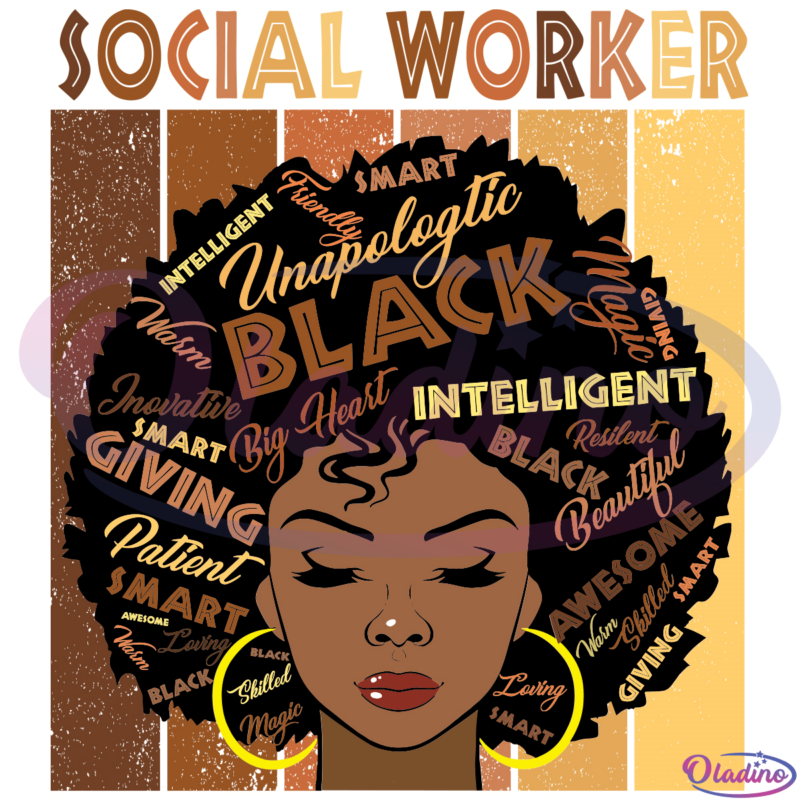 Melanin Social Worker Afro Hair SVG Digital File