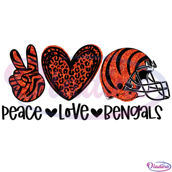 Peace Love Bengals SVG Digital File, Cincinnati Bengals SVG