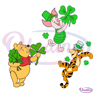 Pooh Tigger and Piglet Inspired St Patricks Day SVG Digital File