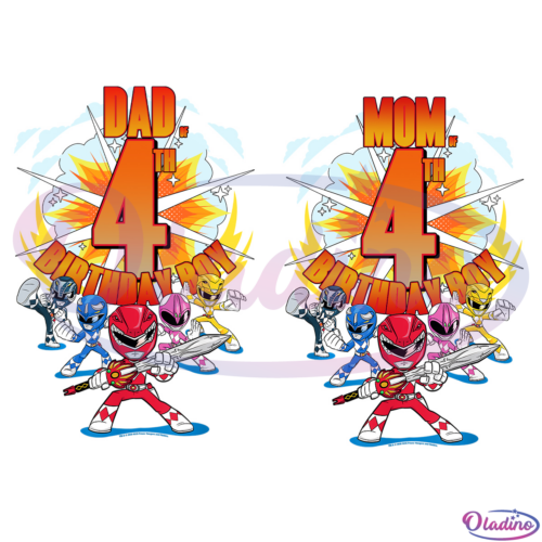 Power Rangers 4th Birthday Png Digital File