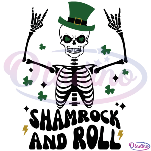 Skeleton Shamrock and roll SVG Digital File