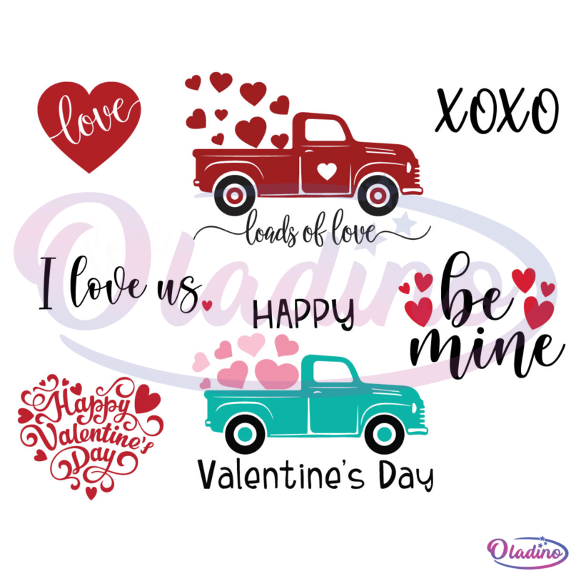 Valentines Bundle Digtal File SVG, Valentines Svg, Valentines Truck Svg