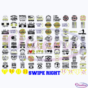 100 Softball SVG Digital File Bundle