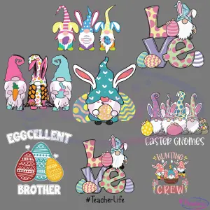 8 Designs Easter Gnomes Bundle SVG Digital File