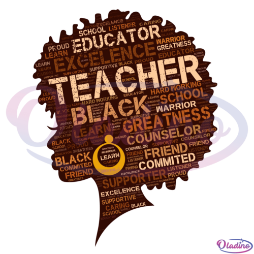 African American Teacher Afro Word Art