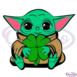 Baby Yoda Holding Shamrock SVG Digital File