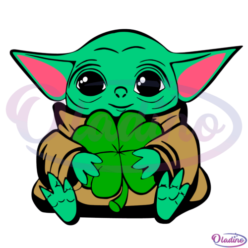 Baby Yoda Holding Shamrock SVG Digital File