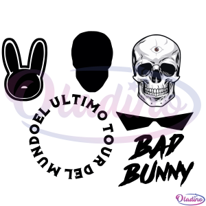 Bad Bunny Tiktok Skull SVG Digital File, Bundle Buny Svg