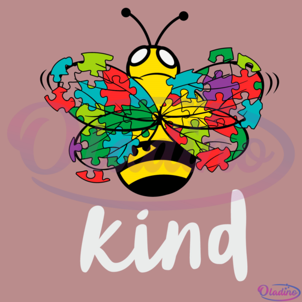 Be Kind Autism Awareness SVG Digital File, Bee Svg, Autism puzzle SVG