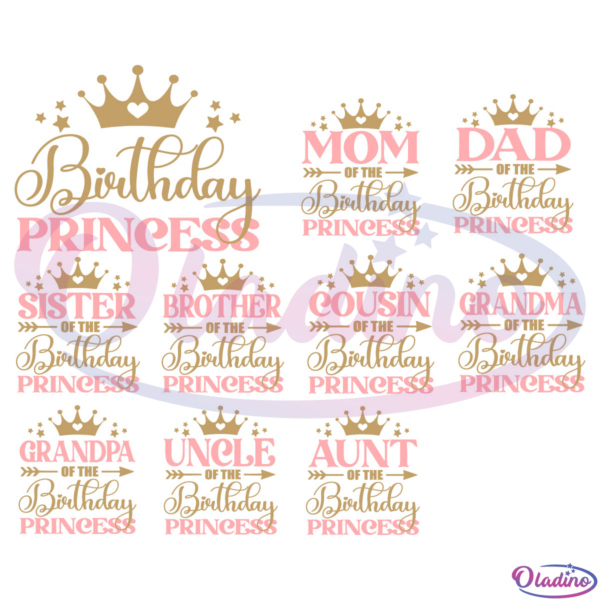 Birthday Princess SVG Bundle, Mom of the Birthday Princess Svg
