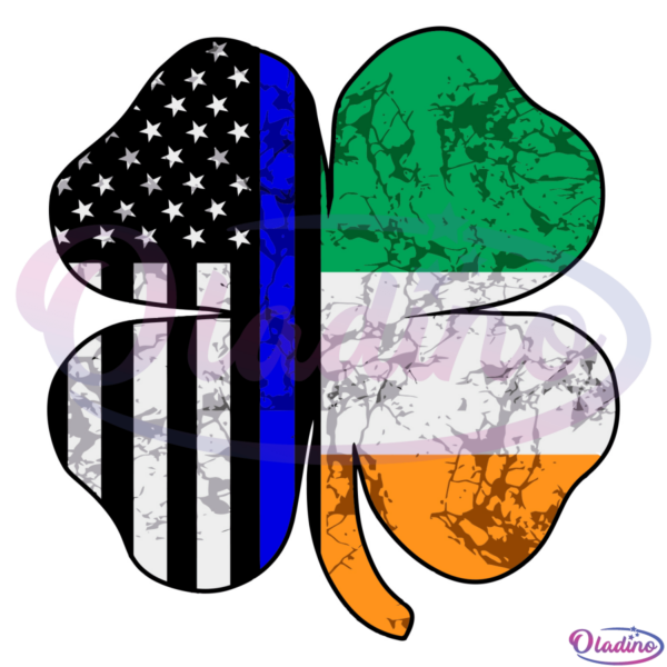 Blue Line Irish Flag Shamrock SVG Digital File, Flag Svg