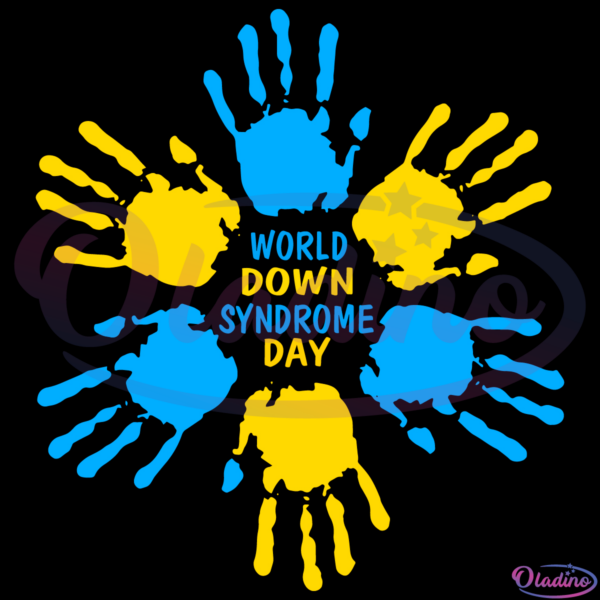Blue and Yellow Hand Print Shirt, World Down Syndrome Day Svg
