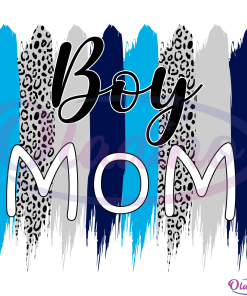 Boy Mom SVG Digital File, Brush Stroke Svg, Teal Blue Leopard Svg