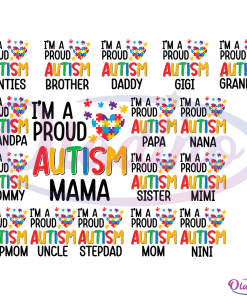 Bundle Family I'm a Proud Autism Daddy SVG File, Autism Awareness Svg