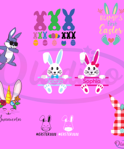 Bunny Bundle Easter Day SVG Digital File, Easter SVG