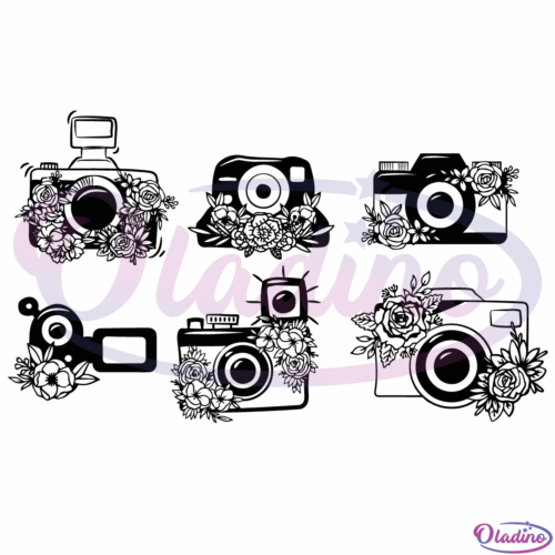 Camera Flower SVG Digital File