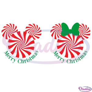 Candy Cane Mickey Minnie Mouse Ears SVG Digital File