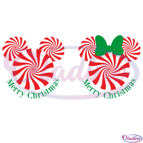 Candy Cane Mickey Minnie Mouse Ears SVG Digital File