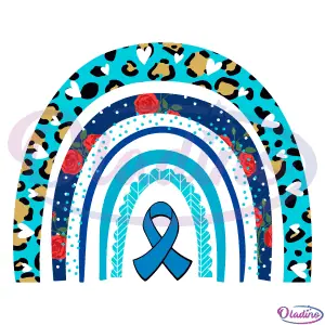 Child Abuse Awareness Rainbow Ribbon Blue Leopard SVG Digital File